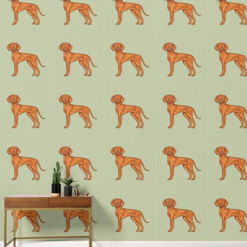 Hungarian Vizsla Cute Cartoon Pointer Dog Green Wallpaper