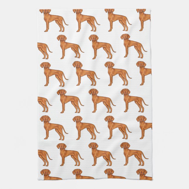 Hungarian Vizsla Cute Cartoon Pointer Dog Pattern Kitchen Towel (Vertical)
