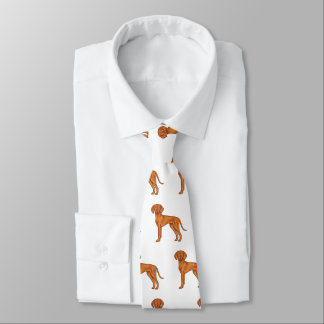 Hungarian Vizsla Cute Cartoon Pointer Dog Pattern Neck Tie