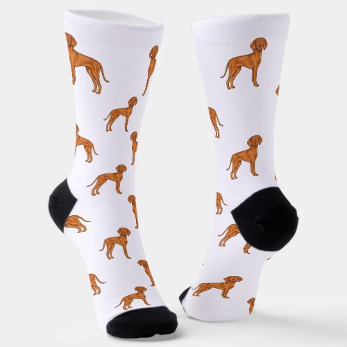 Hungarian Vizsla Cute Cartoon Pointer Dog Pattern Socks