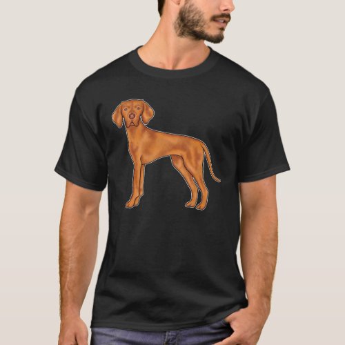 Hungarian Vizsla Cute Cartoon Pointer Dog Standing T_Shirt