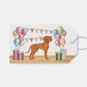 Hungarian Vizsla Cute Dog Pastel Happy Birthday Gift Tags