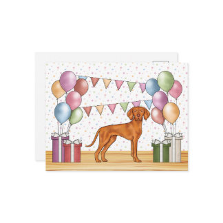 Hungarian Vizsla Cute Dog Pastel Happy Birthday Postcard