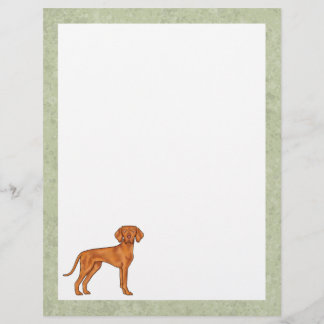 Hungarian Vizsla Cute Pointer Dog Drawing Green Letterhead