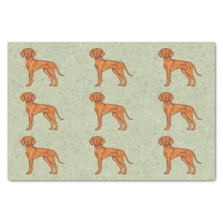 Hungarian Vizsla Cute Pointer Dog Pattern Green Tissue Paper