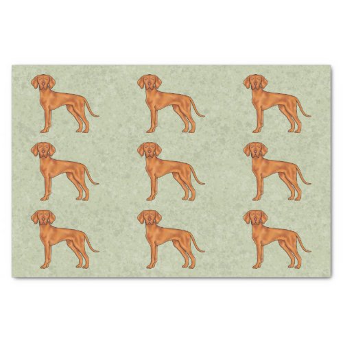 Hungarian Vizsla Cute Pointer Dog Pattern Green Tissue Paper