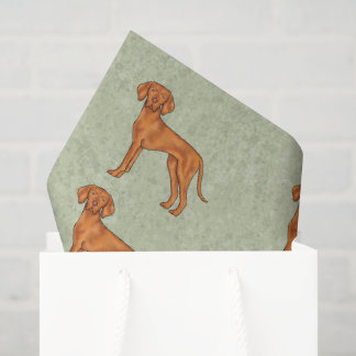 Hungarian Vizsla Cute Pointer Dog Pattern Green Tissue Paper