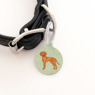 Hungarian Vizsla Cute Pointer Dog Standing Green Pet ID Tag