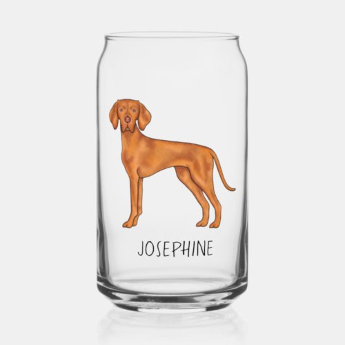 Hungarian Vizsla Cute Pointer Dog With Custom Name Can Glass