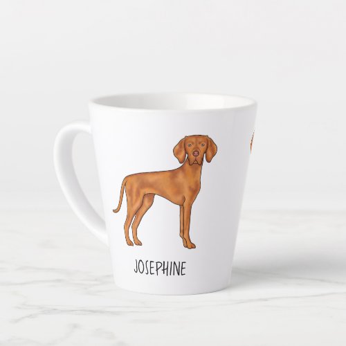 Hungarian Vizsla Cute Pointer Dog With Custom Name Latte Mug