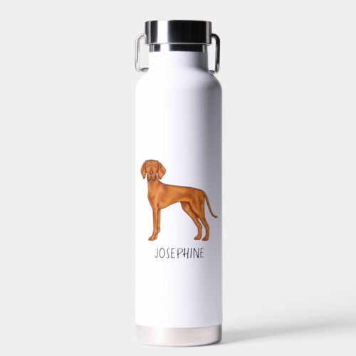 Hungarian Vizsla Cute Pointer Dog With Custom Name Water Bottle