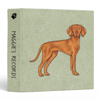 Hungarian Vizsla Cute Pointer Dog With Custom Text 3 Ring Binder