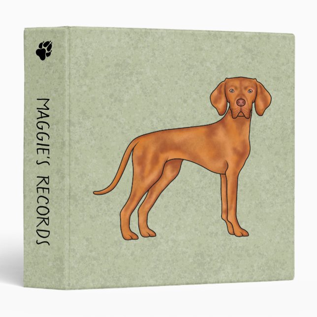 Hungarian Vizsla Cute Pointer Dog With Custom Text 3 Ring Binder (Front/Spine)