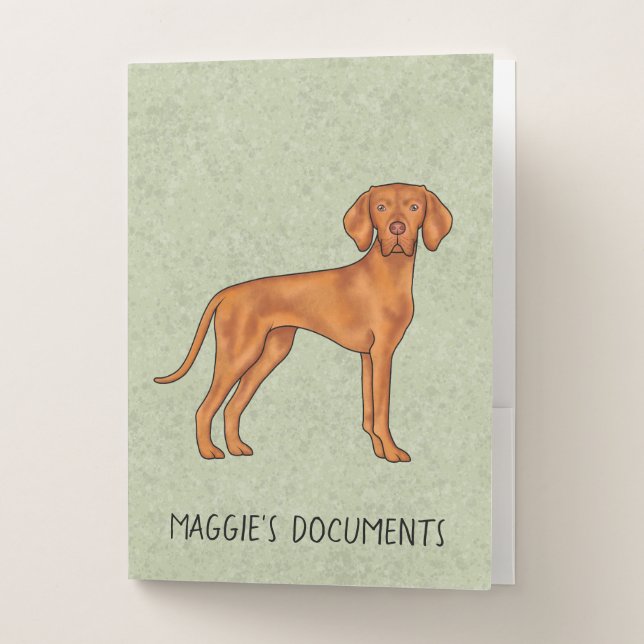 Hungarian Vizsla Cute Pointer Dog With Custom Text Pocket Folder (Front)