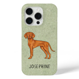 Hungarian Vizsla Cute Pointer Dog With Name Green iPhone 15 Pro Case