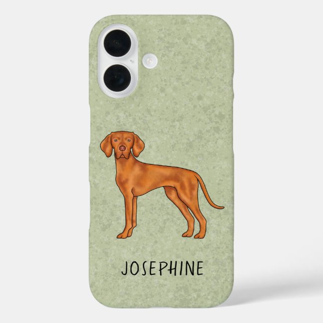 Hungarian Vizsla Cute Pointer Dog With Name Green Case-Mate iPhone Case (Back)