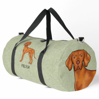 Hungarian Vizsla Cute Pointer Dog With Name Green Duffle Bag