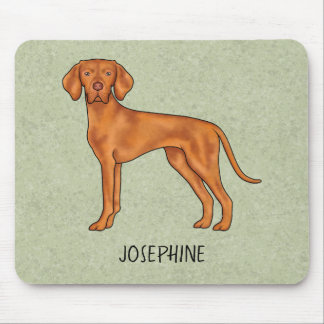 Hungarian Vizsla Cute Pointer Dog With Name Green Mouse Pad