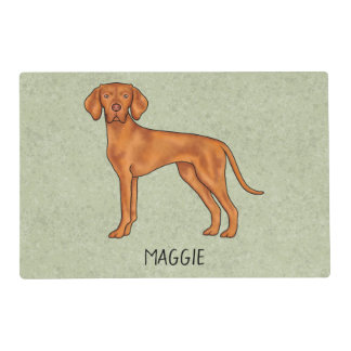 Hungarian Vizsla Cute Pointer Dog With Name Green Placemat