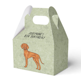 Hungarian Vizsla Cute Pointer Dog With Text Green Favor Boxes