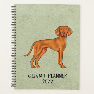 Hungarian Vizsla Cute Pointer Dog With Text Green Planner