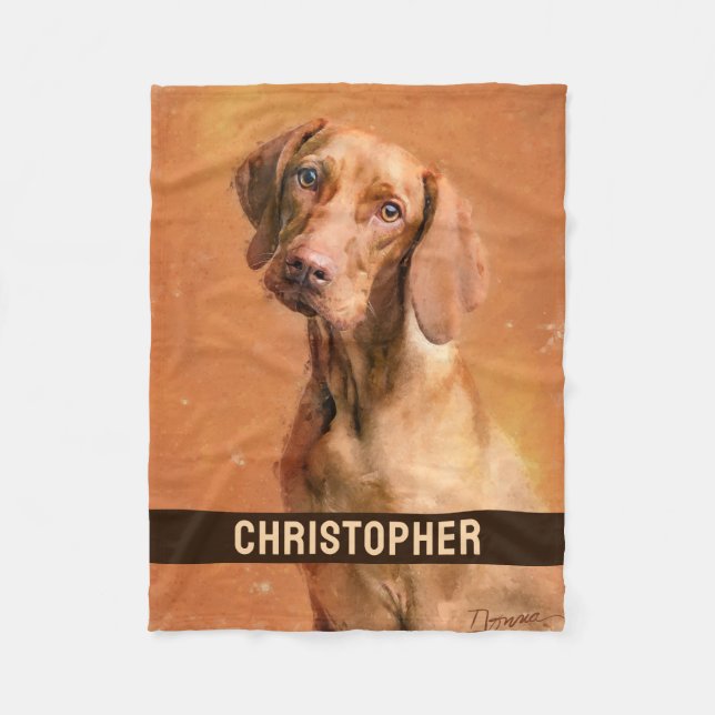 Hungarian Vizsla Dog Add Name Fleece Blanket (Front)