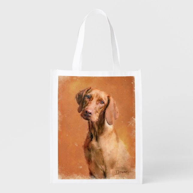 Hungarian Vizsla Dog Art Painting Grocery Bag (Front)