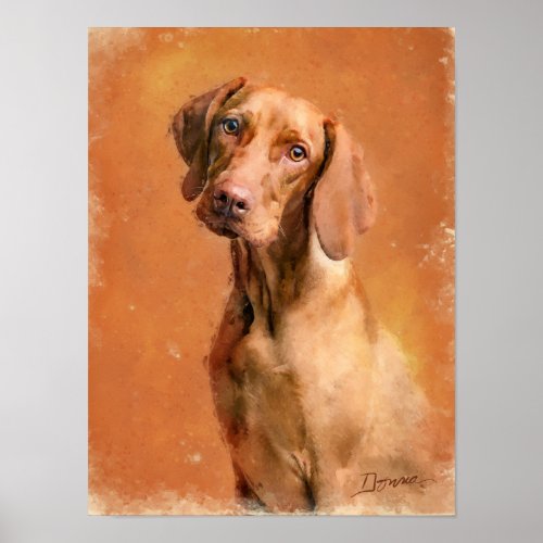 Hungarian Vizsla Dog Art Painting Poster