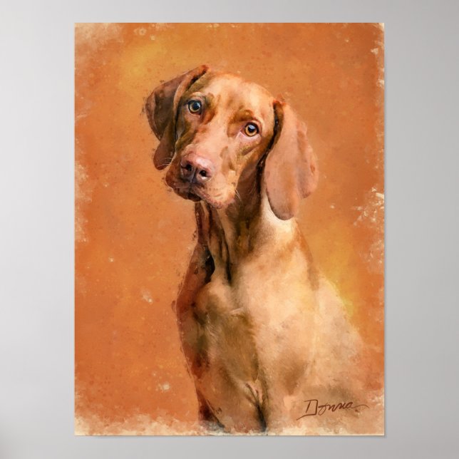 Hungarian Vizsla Dog Art Painting Poster (Front)