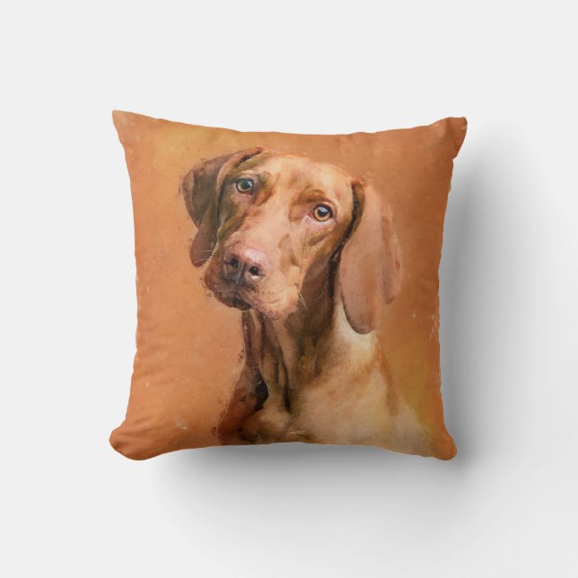 Hungarian Vizsla Dog Art Painting Throw Pillow (Front)