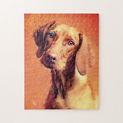 Hungarian Vizsla Dog Art Portrait Jigsaw Puzzle