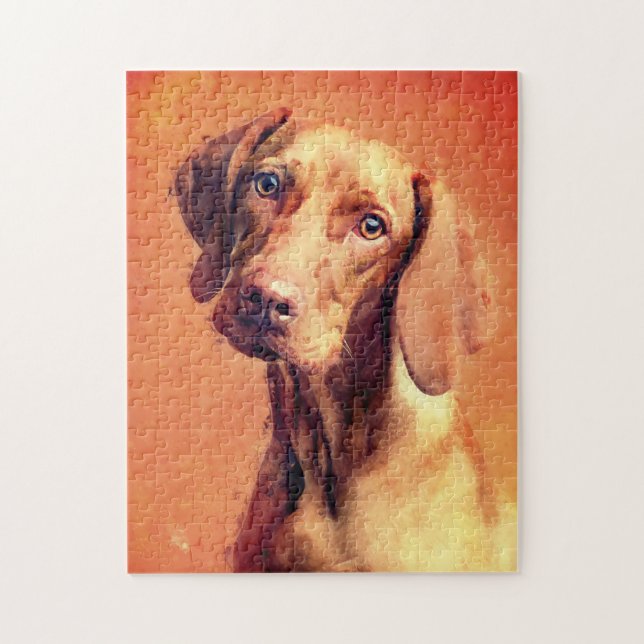 Hungarian Vizsla Dog Art Portrait Jigsaw Puzzle (Vertical)