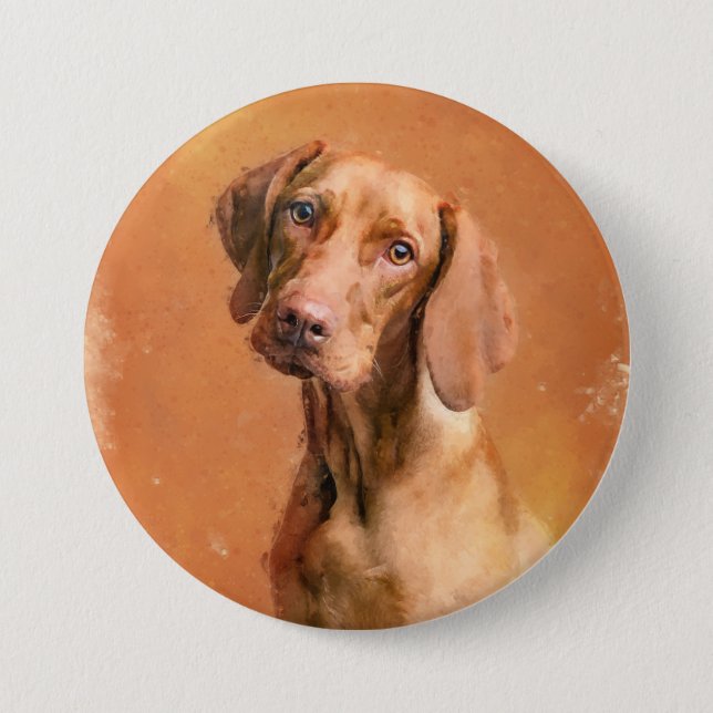 Hungarian Vizsla Dog Artwork Button (Front)
