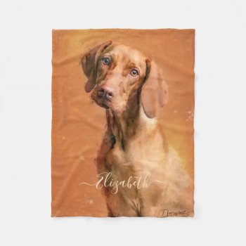 Hungarian Vizsla Dog Fleece Blanket by ironydesignphotos at Zazzle