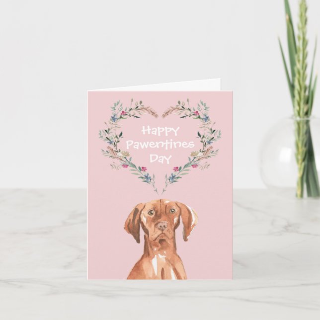 Hungarian Vizsla Dog happy Valentines day Holiday Card (Front)