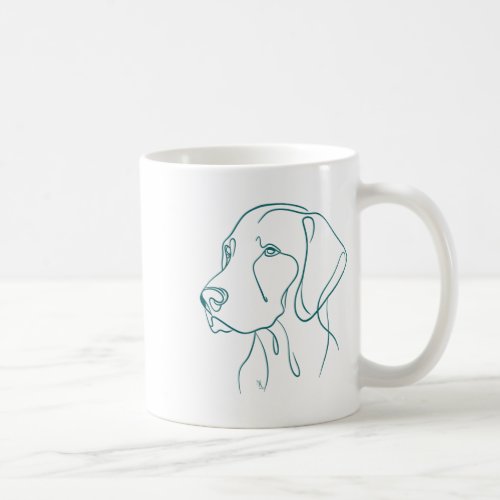 Hungarian Vizsla Dog Line Art _ Green  Coffee Mug