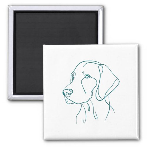 Hungarian Vizsla Dog Line Art _ Green  Magnet