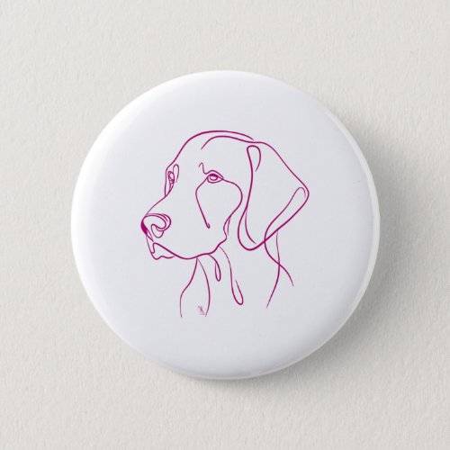 Hungarian Vizsla Dog Line Art _ Pink  Button