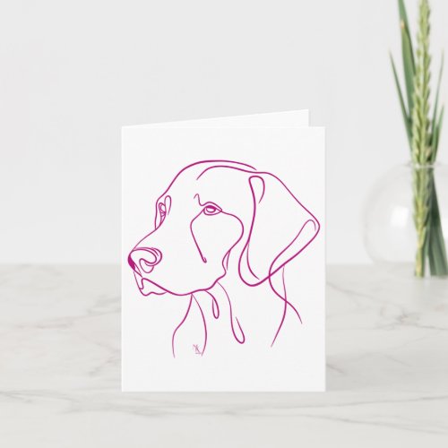 Hungarian Vizsla Dog Line Art _ Pink  Card