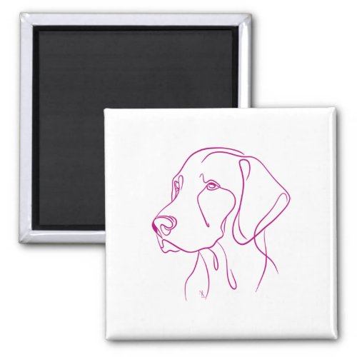 Hungarian Vizsla Dog Line Art _ Pink  Magnet