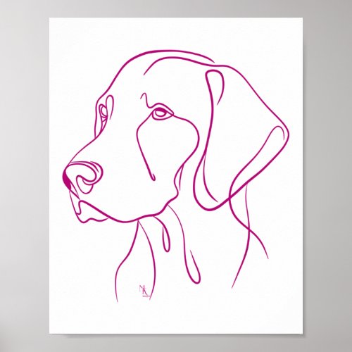 Hungarian Vizsla Dog Line Art _ Pink  Poster