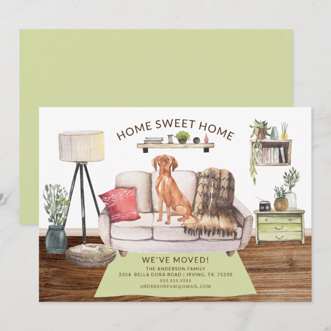 Hungarian Vizsla Dog Moving Announcement (Front/Back)