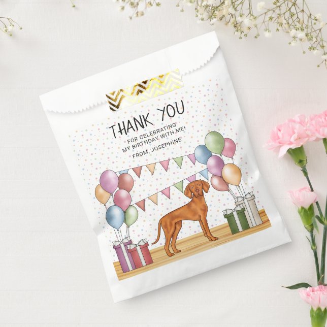 Hungarian Vizsla Dog Pastel Birthday Thank You Favor Bag (Sealed)