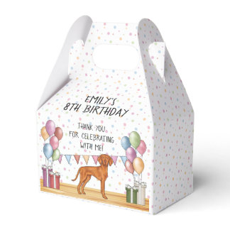 Hungarian Vizsla Dog Pastel Birthday Thank You Favor Boxes