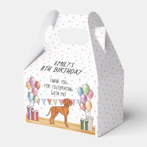 Hungarian Vizsla Dog Pastel Birthday Thank You Favor Boxes