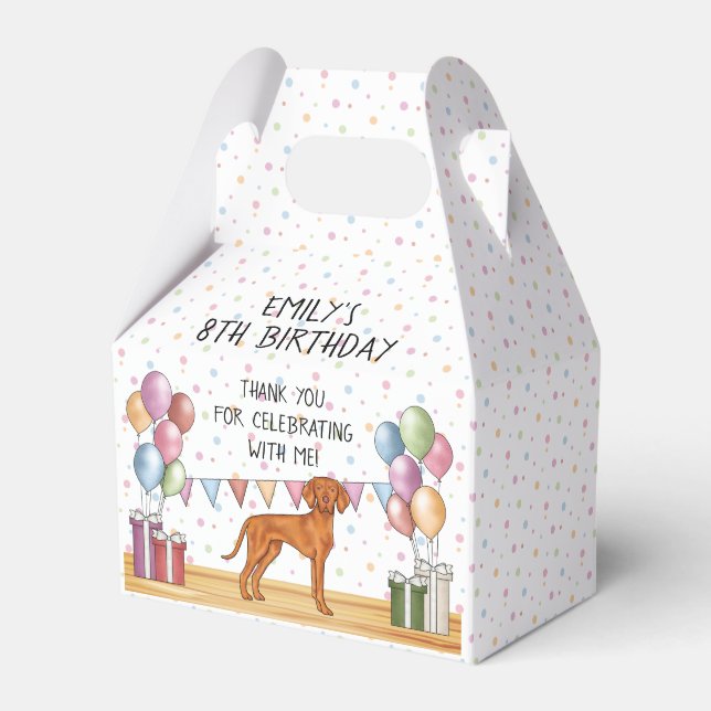 Hungarian Vizsla Dog Pastel Birthday Thank You Favor Boxes (Front Side)