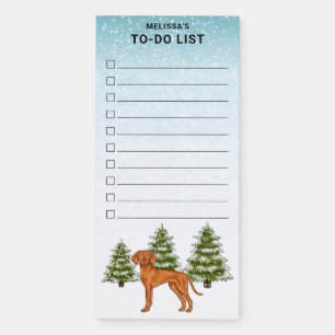 Hungarian Vizsla Dog Snow Winter Forest To-Do List Magnetic Notepad