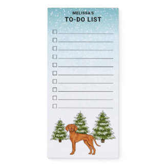 Hungarian Vizsla Dog Snow Winter Forest To-Do List Magnetic Notepad