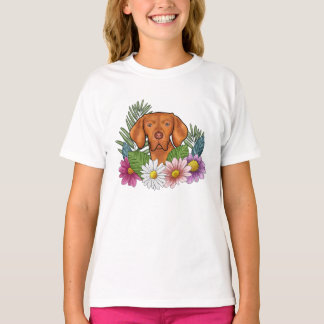 Hungarian Vizsla Dog With Colorful Nature Floral T-Shirt