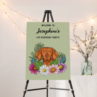 Hungarian Vizsla Dog With Flowers Party Welcome Foam Board